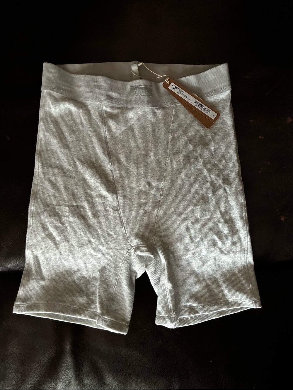 BNWT SKIMS Cotton Rib Boxer - Light Heather Gray - Size Small